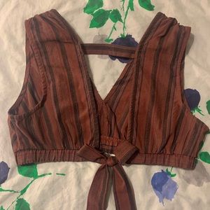 Tie front striped crop